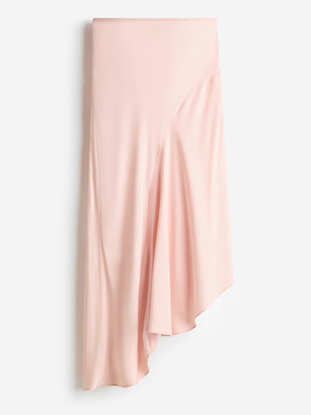H&M NWT Light Pink Rayon Satin Asymmetric Slip Skirt